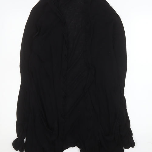 Chelsea & Theodore Women’s Black XL Open Ruffle Knit Cardigan
