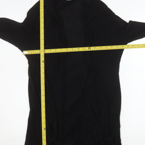 Chelsea & Theodore Women’s Black XL Open Ruffle Knit Cardigan