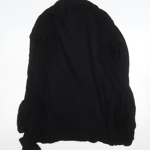 Chelsea & Theodore Women’s Black XL Open Ruffle Knit Cardigan