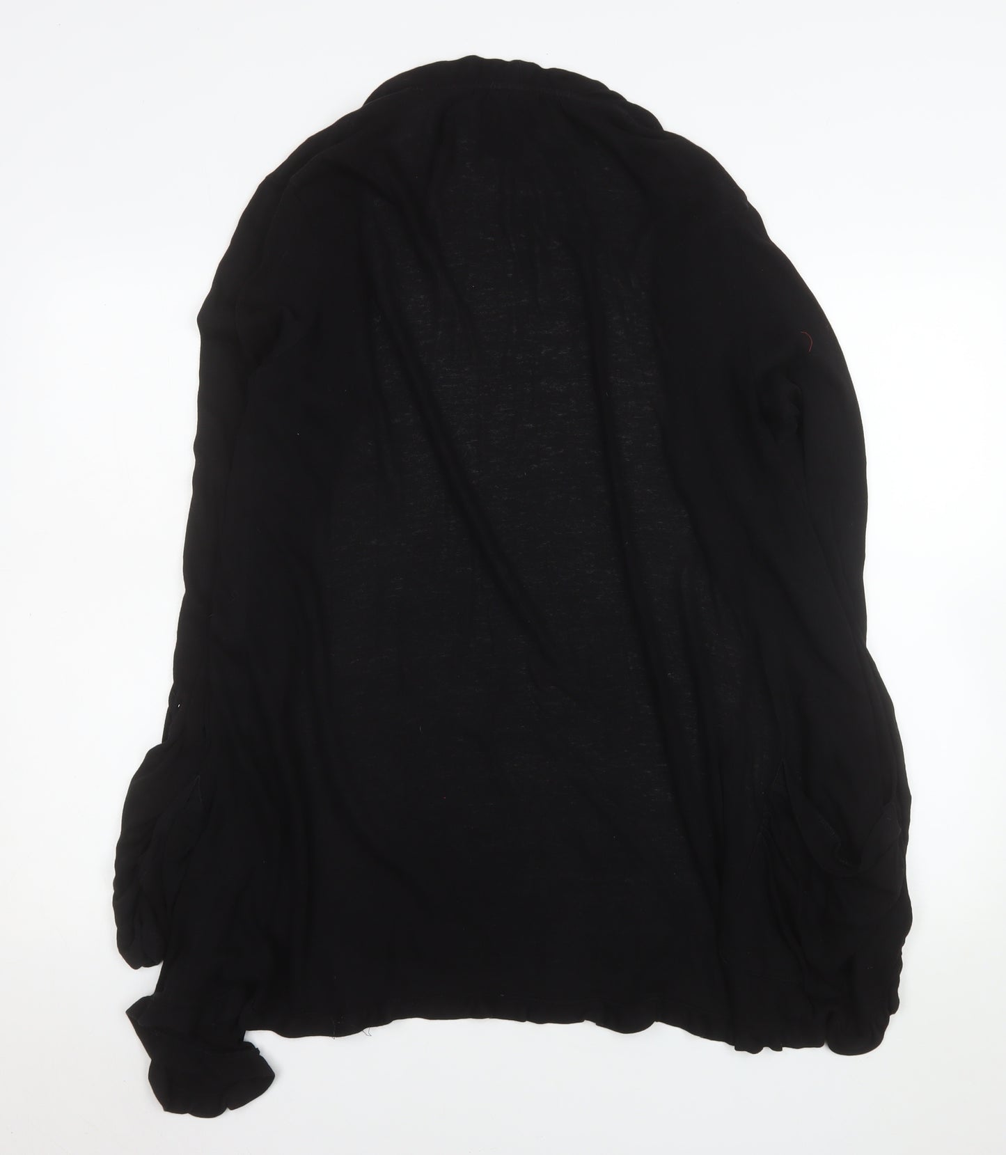 Chelsea & Theodore Women’s Black XL Open Ruffle Knit Cardigan