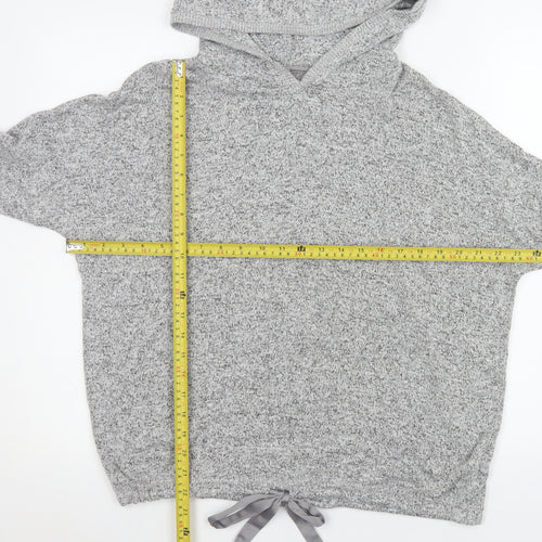 Next Women Grey Hooded Pullover Sweatshirt Size 10 Viscose Blend