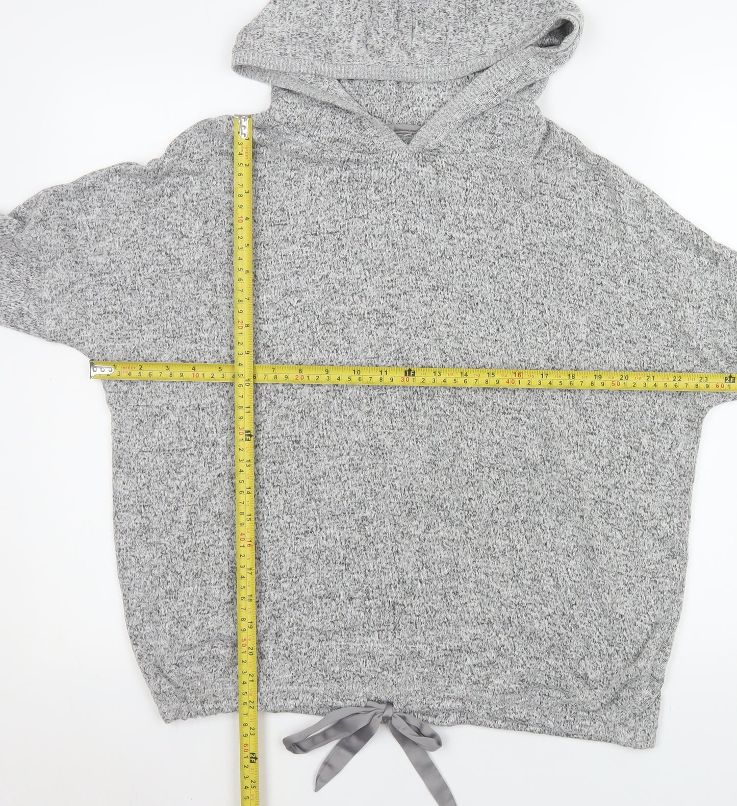 Next Women Grey Hooded Pullover Sweatshirt Size 10 Viscose Blend