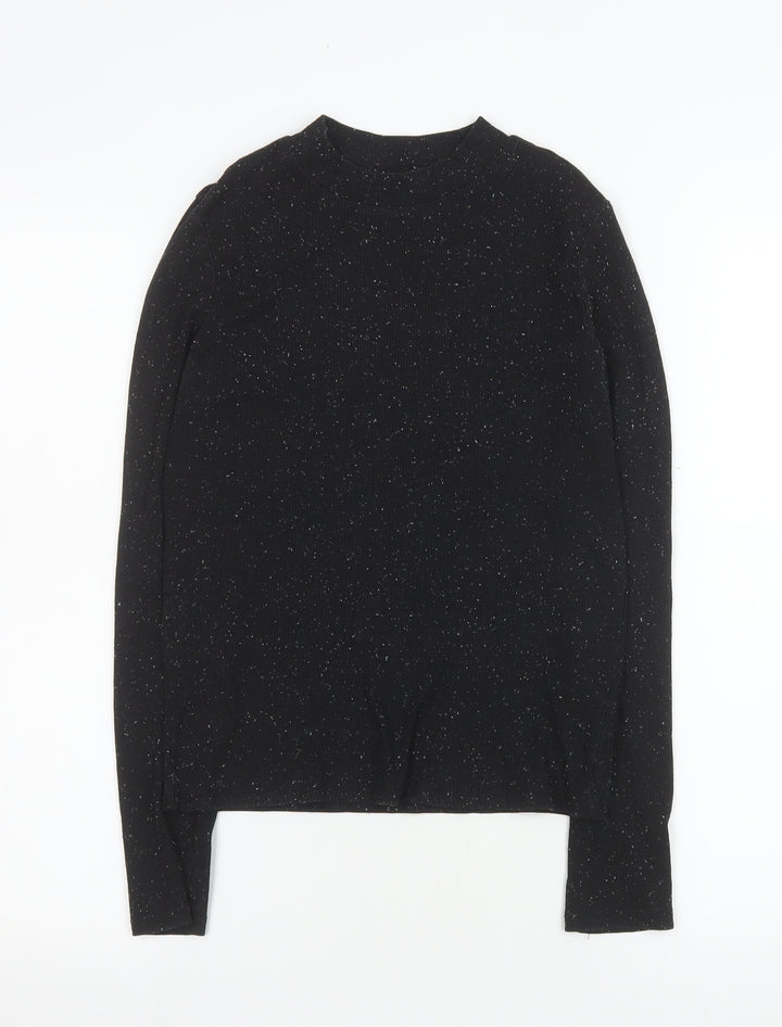 Monki Women’s Black Long Sleeve Stretch Jersey Top Size S