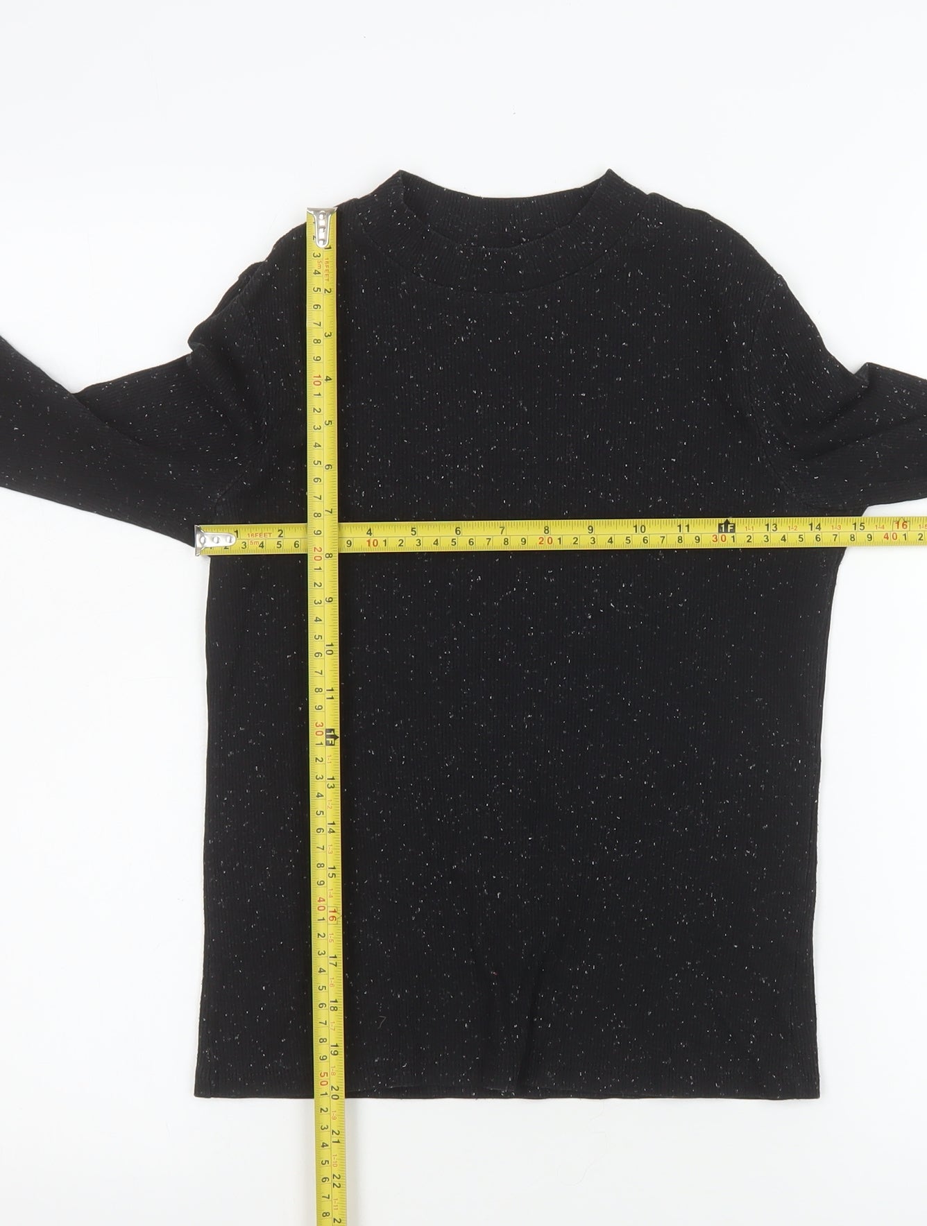 Monki Women’s Black Long Sleeve Stretch Jersey Top Size S