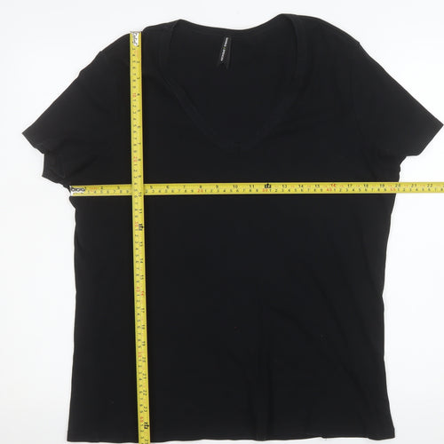 Marks and Spencer Women's Black V-Neck Cotton T-Shirt UK 22