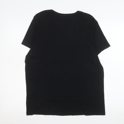 Marks and Spencer Women's Black V-Neck Cotton T-Shirt UK 22