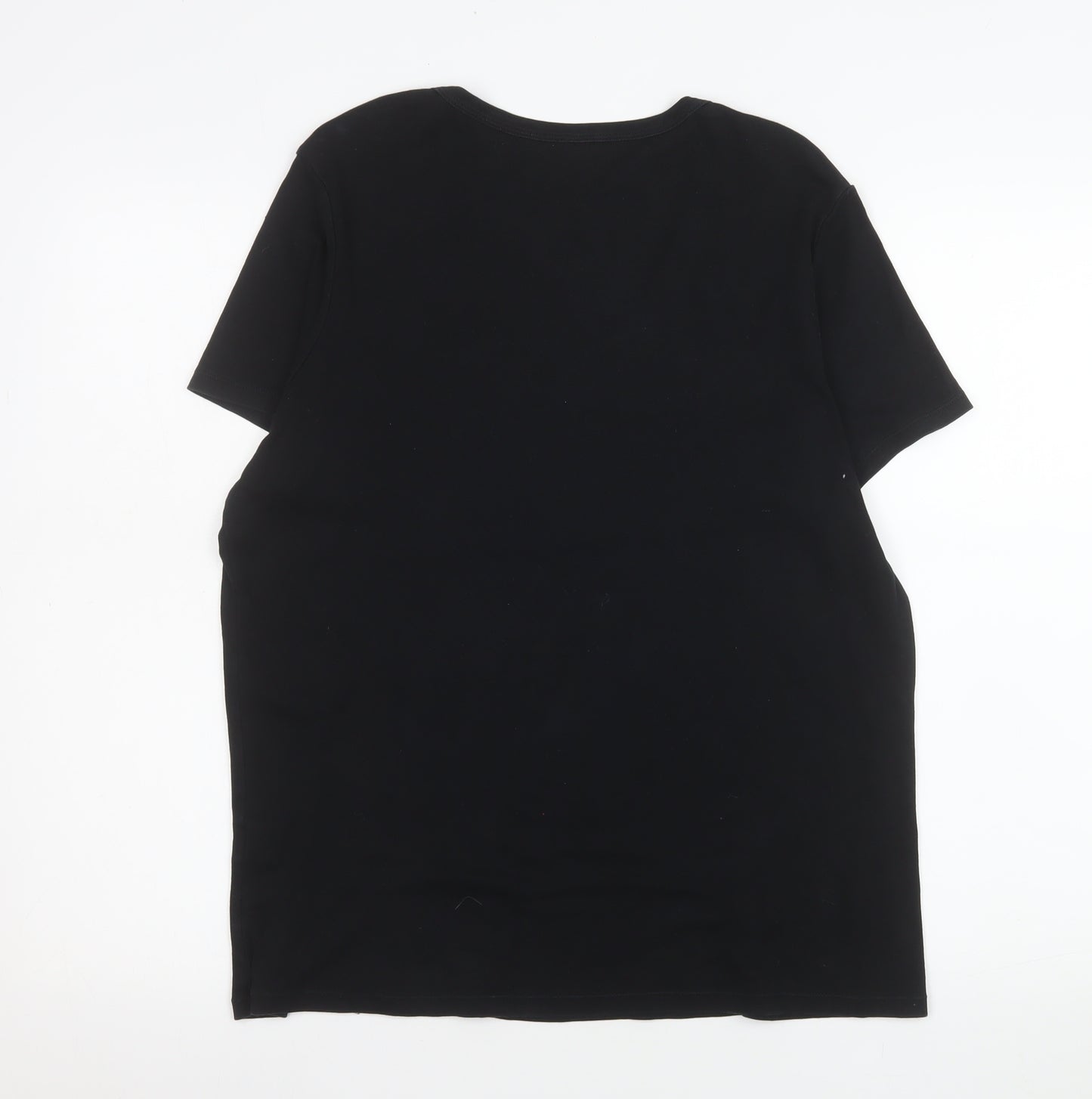 Marks and Spencer Women's Black V-Neck Cotton T-Shirt UK 22
