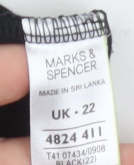 Marks and Spencer Women's Black V-Neck Cotton T-Shirt UK 22