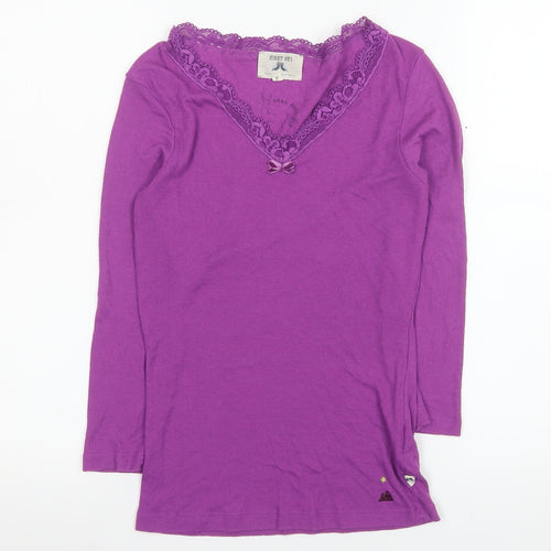 White Stuff Women's Purple Lace V-Neck Long Sleeve Nightshirt S