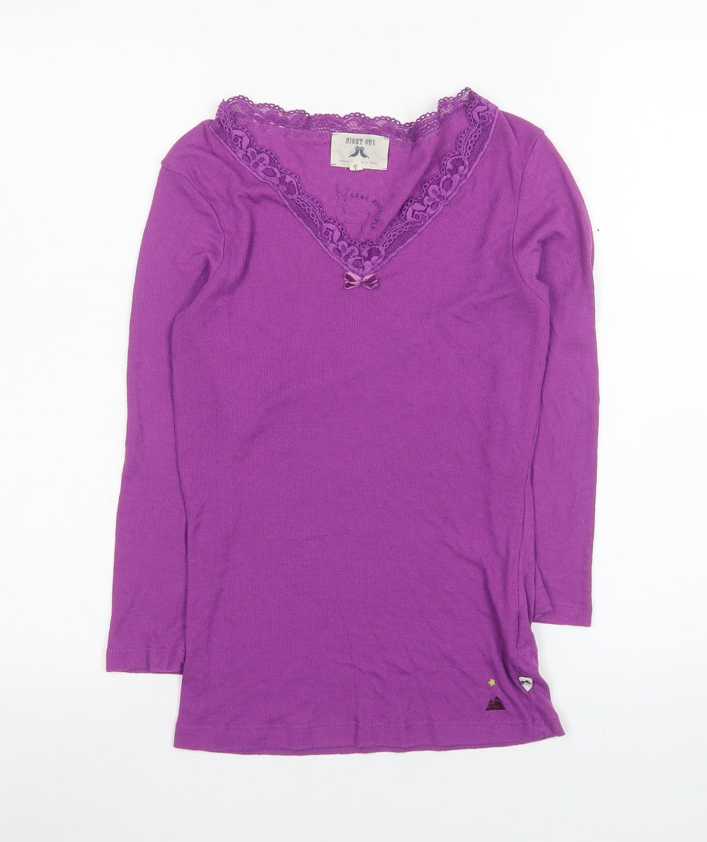 White Stuff Women's Purple Lace V-Neck Long Sleeve Nightshirt S