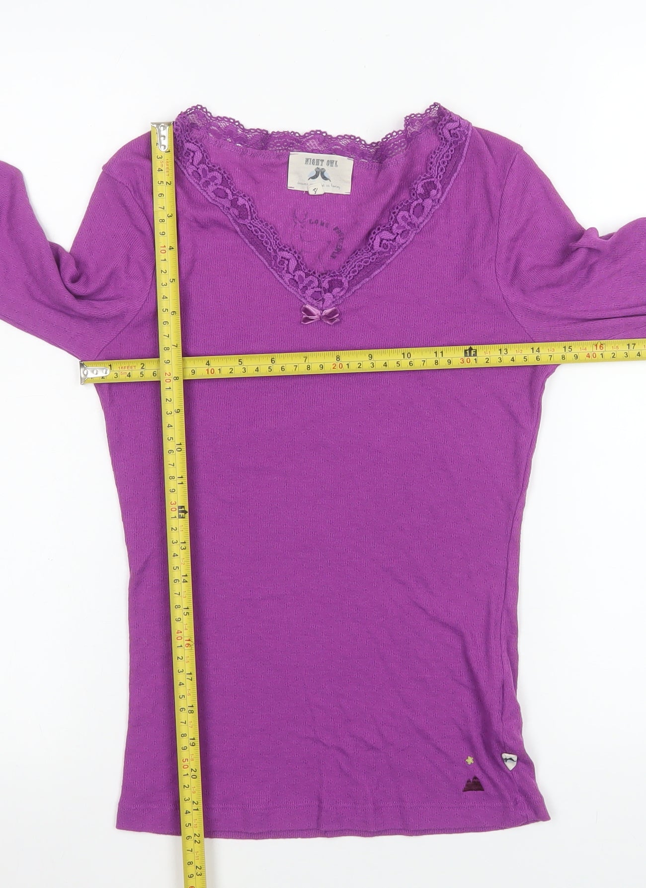 White Stuff Women's Purple Lace V-Neck Long Sleeve Nightshirt S