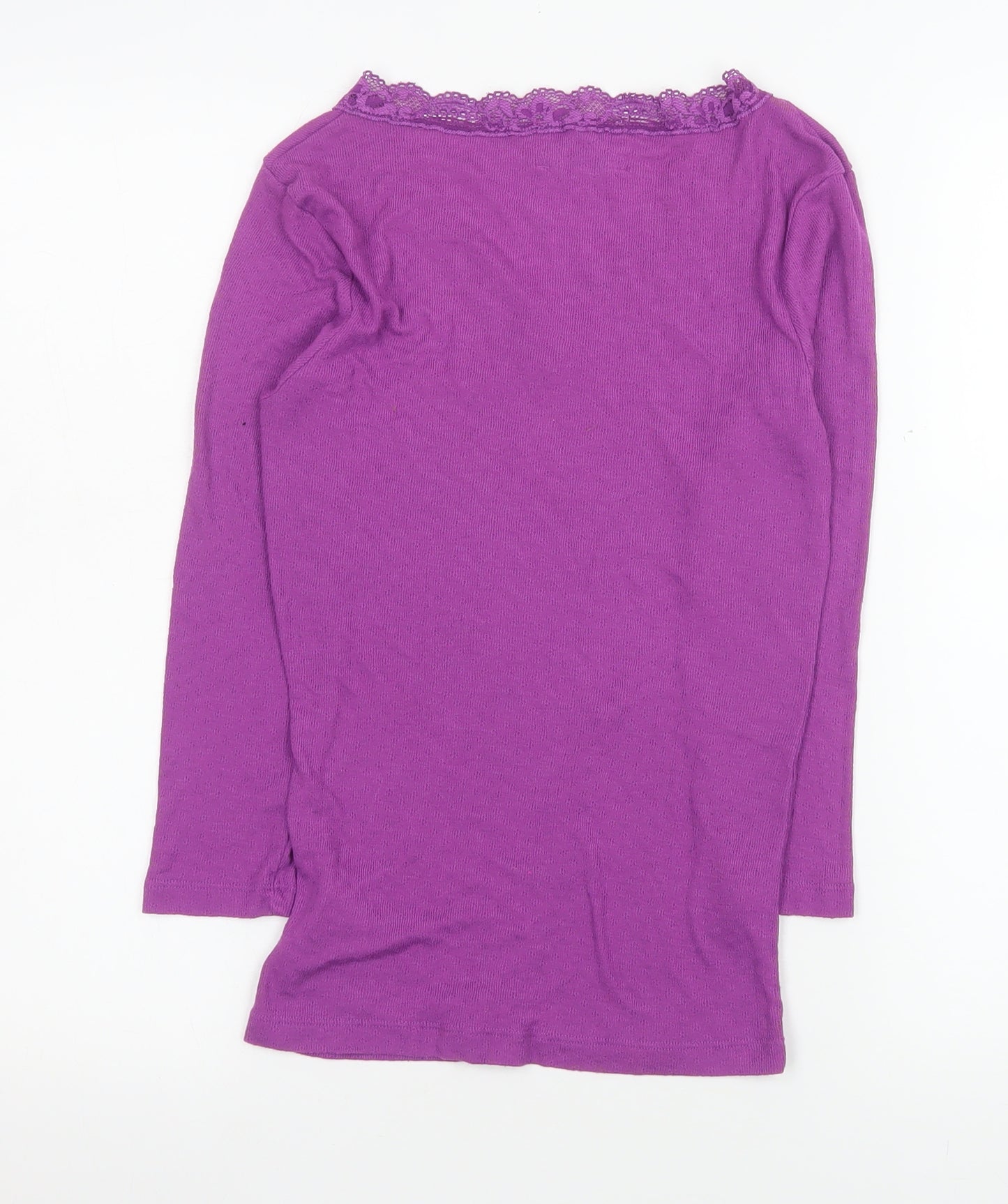 White Stuff Women's Purple Lace V-Neck Long Sleeve Nightshirt S