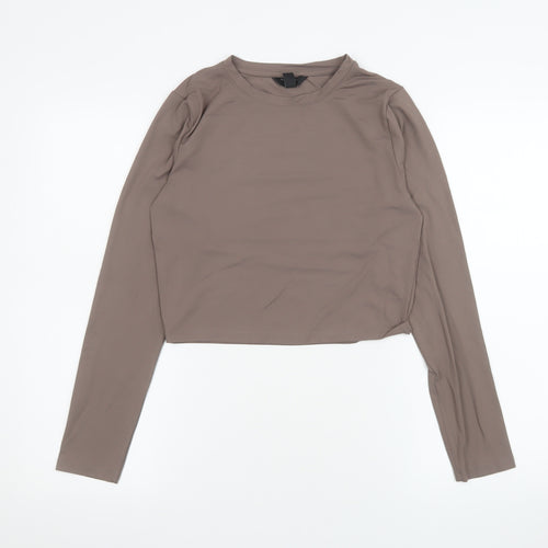 New Look Girls Brown Cropped Long Sleeve Jersey T-Shirt Age 14-15