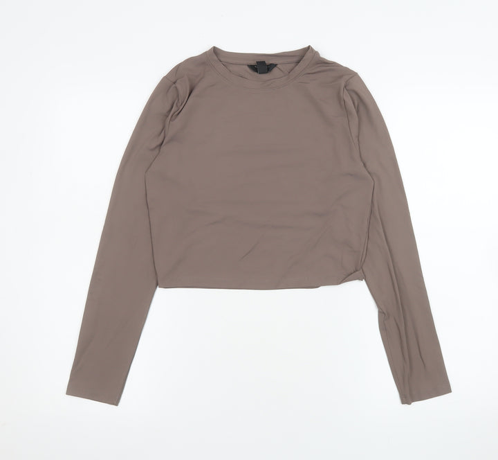 New Look Girls Brown Cropped Long Sleeve Jersey T-Shirt Age 14-15