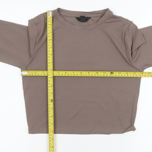 New Look Girls Brown Cropped Long Sleeve Jersey T-Shirt Age 14-15