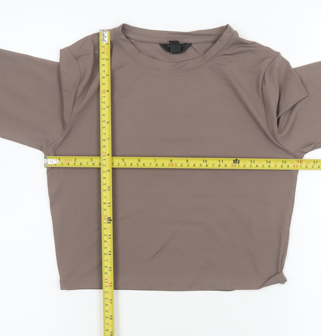 New Look Girls Brown Cropped Long Sleeve Jersey T-Shirt Age 14-15