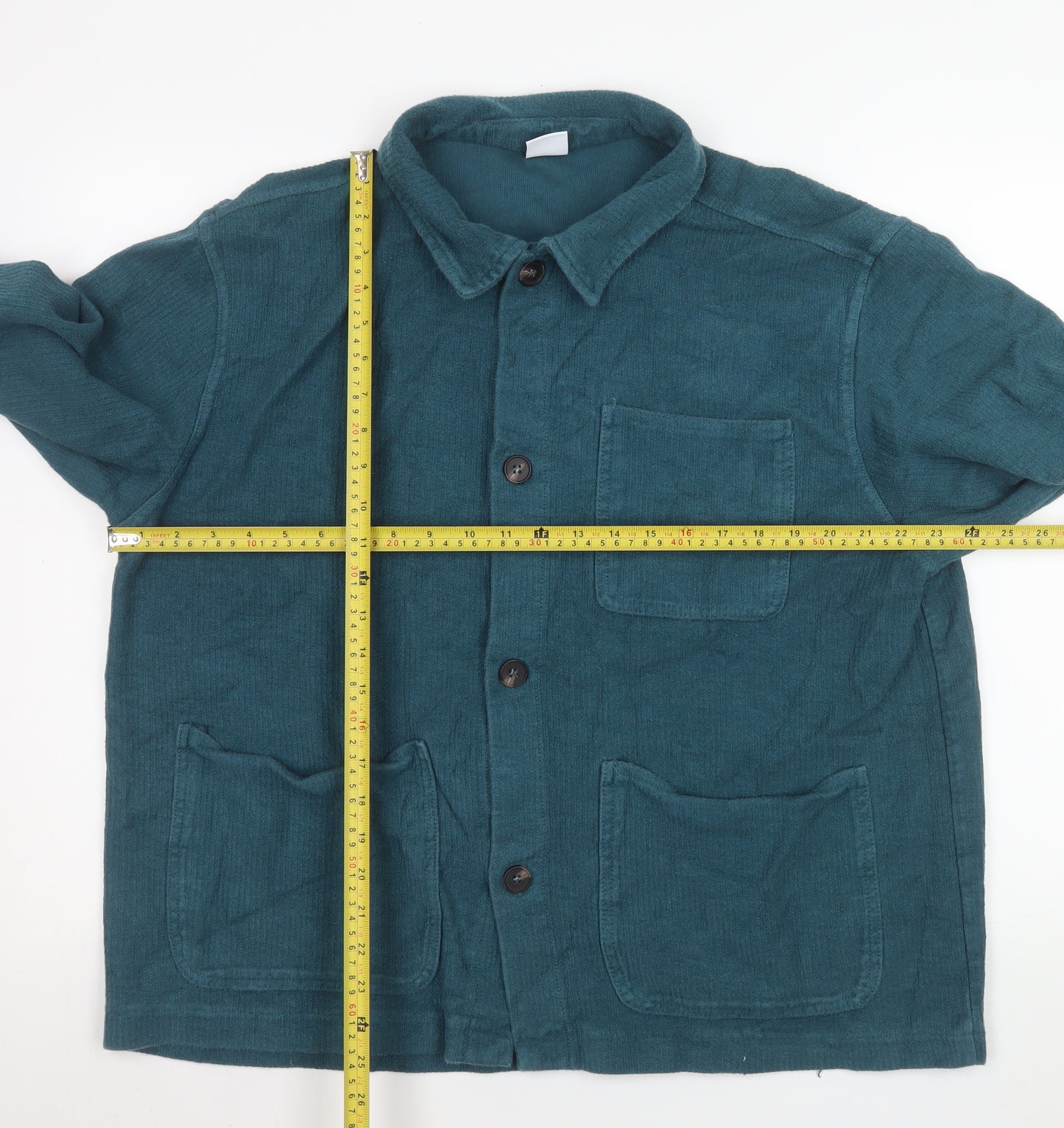 Zara Men Green Cotton Corduroy Button Jacket XL Casual
