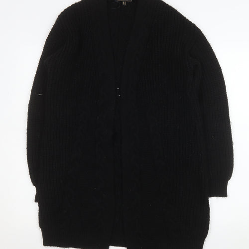 Lipsy Women’s Black Chunky Knit Longline V-Neck Cardigan Size 8