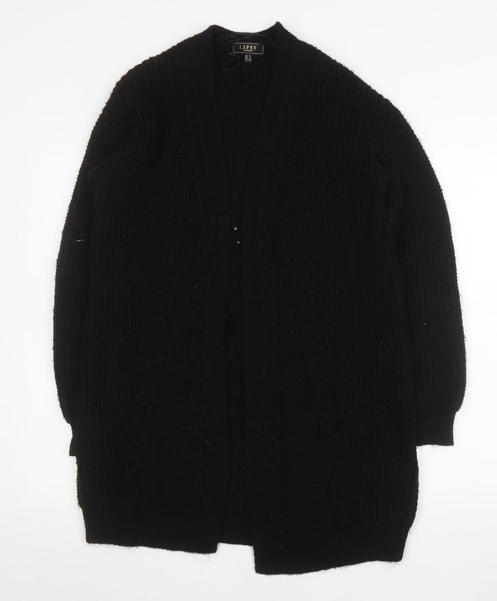 Lipsy Women’s Black Chunky Knit Longline V-Neck Cardigan Size 8