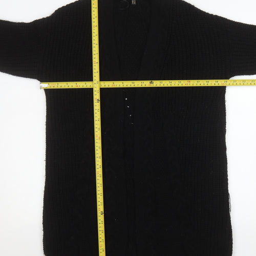 Lipsy Women’s Black Chunky Knit Longline V-Neck Cardigan Size 8
