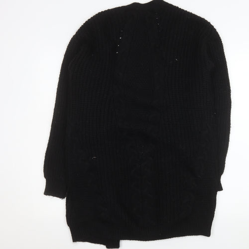 Lipsy Women’s Black Chunky Knit Longline V-Neck Cardigan Size 8