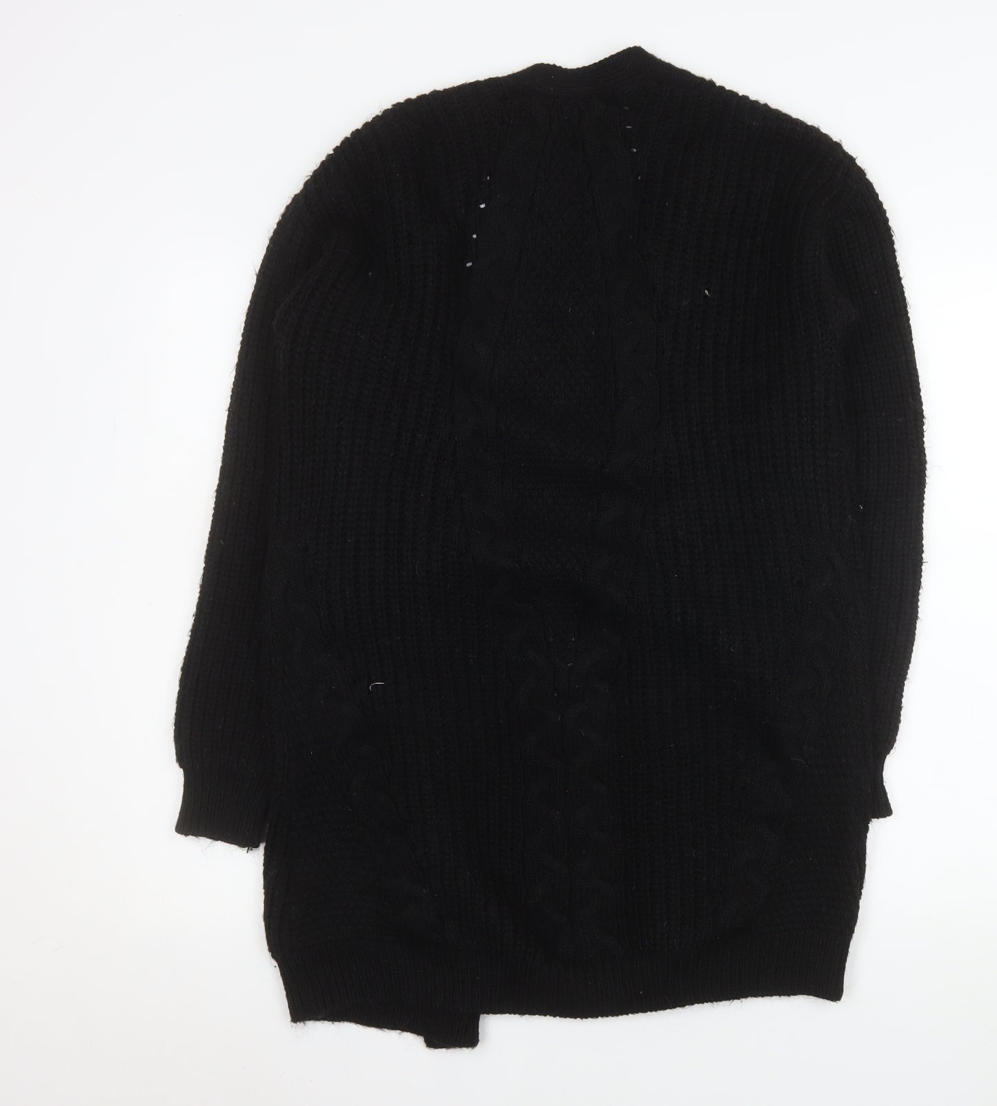 Lipsy Women’s Black Chunky Knit Longline V-Neck Cardigan Size 8