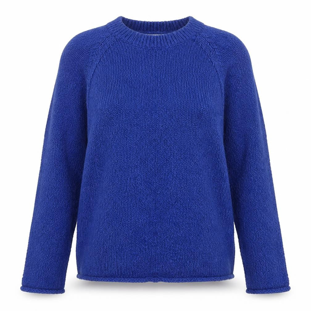 Front view of FatFace Women's Blue Cotton Crew Neck Jumper, size 8