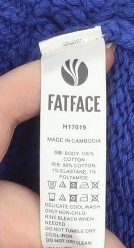 FatFace Women's Blue Cotton Crew Neck Jumper Size 8