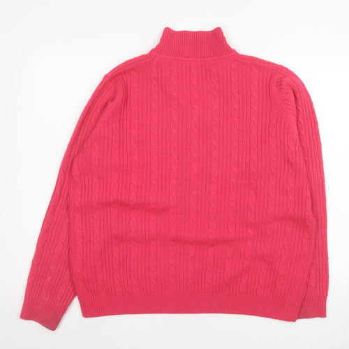 Isle Women’s Pink Collared Cable-Knit Jumper Size L 18-20