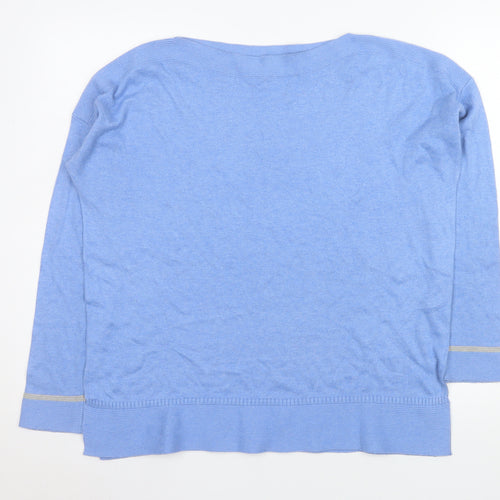 Joules Women Blue UK 12 Cotton Viscose Blend Long Sleeve Jumper