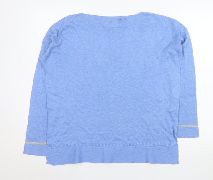 Joules Women Blue UK 12 Cotton Viscose Blend Long Sleeve Jumper