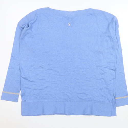 Joules Women Blue UK 12 Cotton Viscose Blend Long Sleeve Jumper