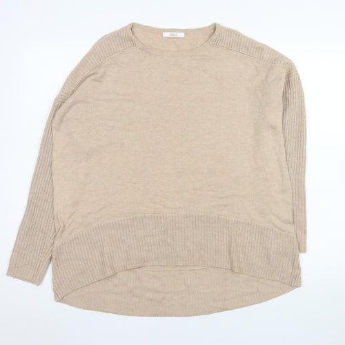 Marks and Spencer Women Beige Long Sleeve Pullover Jumper UK 14