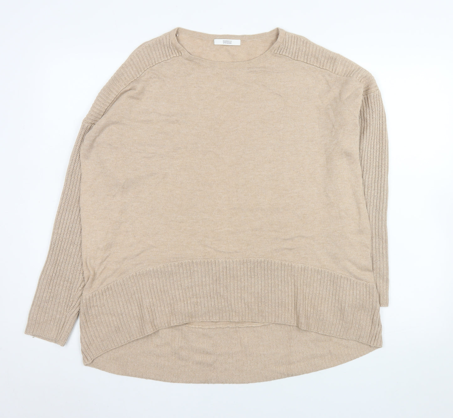 Marks and Spencer Women Beige Long Sleeve Pullover Jumper UK 14