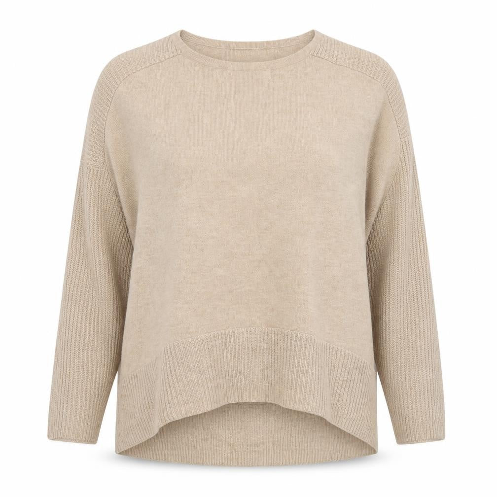 Front view of Marks & Spencer Women Beige Long Sleeve jumper UK 14