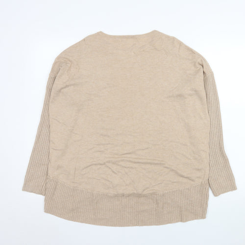 Marks and Spencer Women Beige Long Sleeve Pullover Jumper UK 14