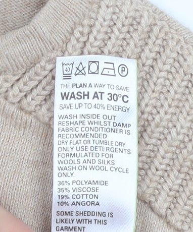 Marks and Spencer Women Beige Long Sleeve Pullover Jumper UK 14