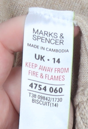 Marks and Spencer Women Beige Long Sleeve Pullover Jumper UK 14