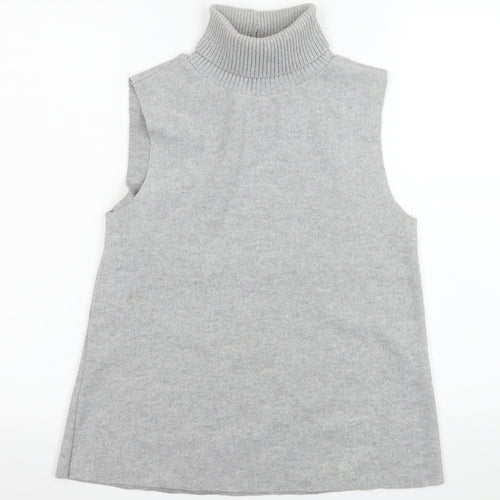Zara Women’s Grey Sleeveless Roll Neck Knit Tank Top Size S