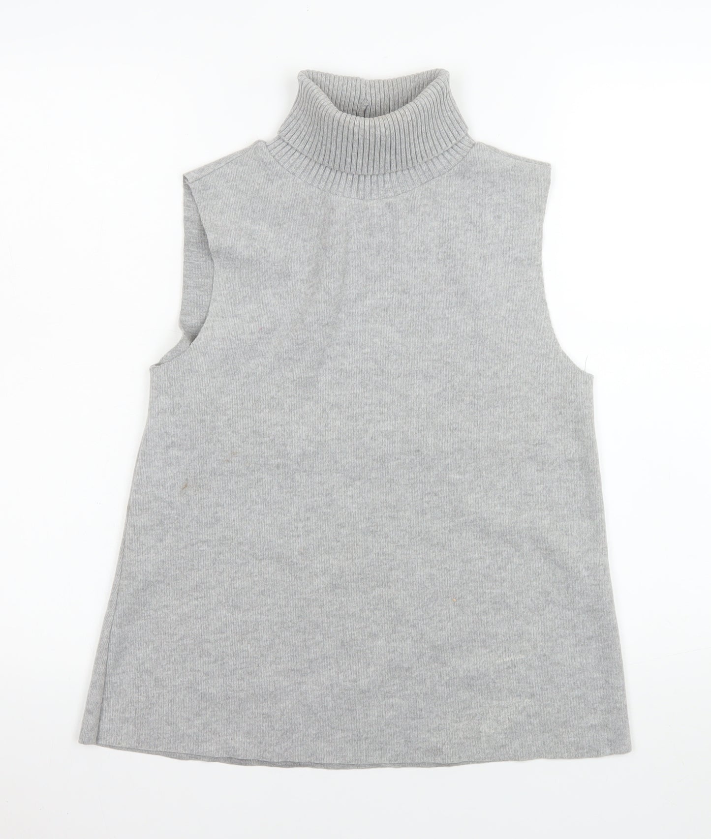 Zara Women’s Grey Sleeveless Roll Neck Knit Tank Top Size S