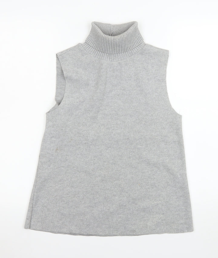 Zara Women’s Grey Sleeveless Roll Neck Knit Tank Top Size S