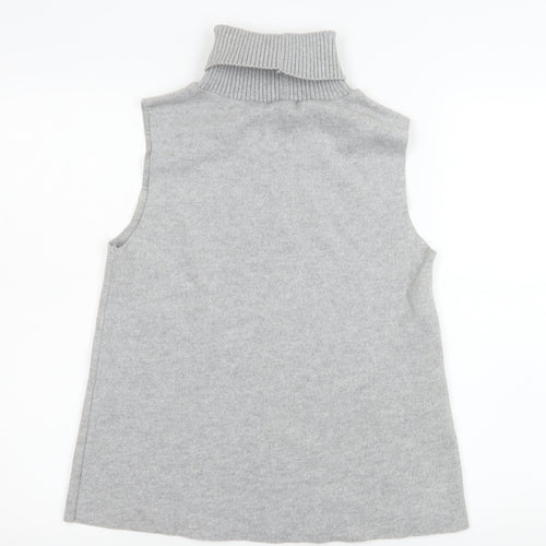Zara Women’s Grey Sleeveless Roll Neck Knit Tank Top Size S
