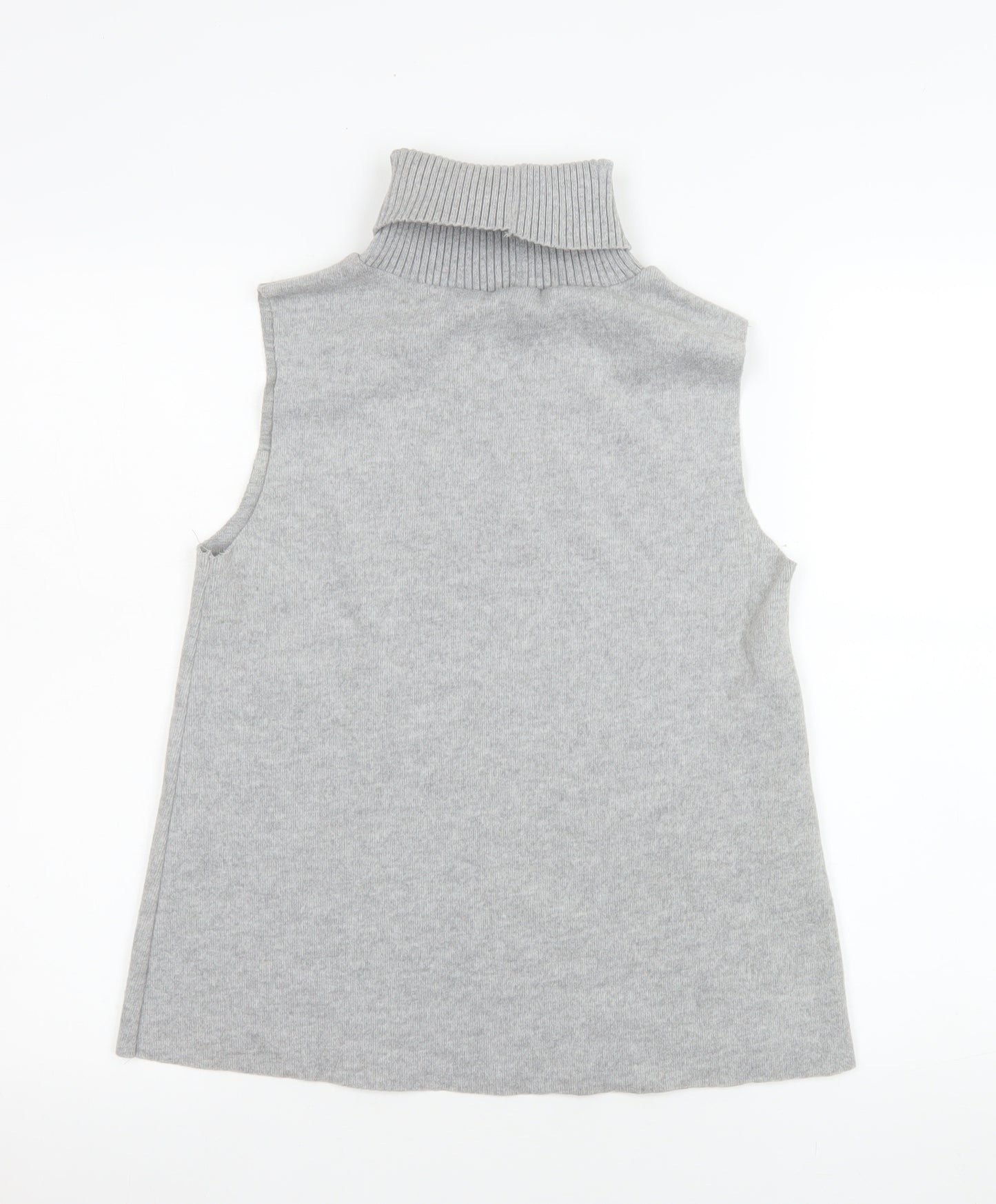 Zara Women’s Grey Sleeveless Roll Neck Knit Tank Top Size S