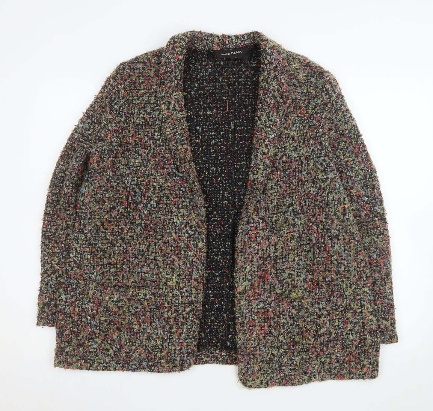 River Island Women's Multicoloured Bouclé Blazer Jacket UK 14 Classic Fit