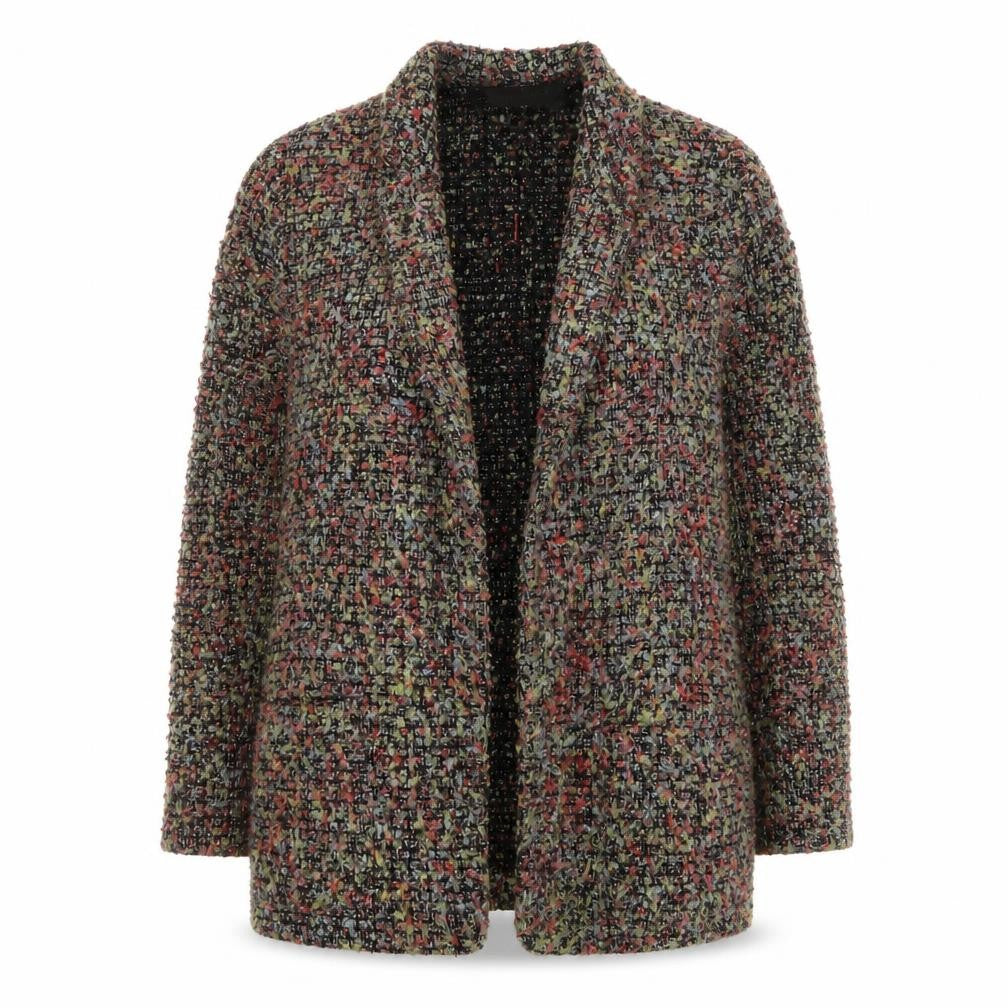 Front view of River Island Women's Multicoloured Bouclé Blazer Jacket UK 14 Classic Fit