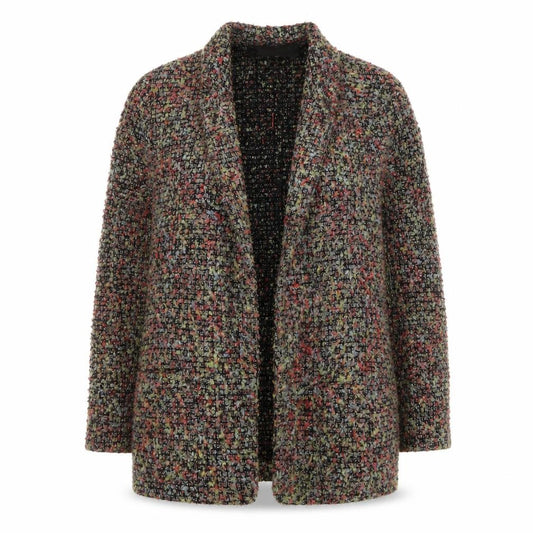 Front view of River Island Women's Multicoloured Bouclé Blazer Jacket UK 14 Classic Fit