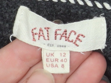 Fat Face Women’s Black Open-Knit Linen Cotton Jumper Size 12