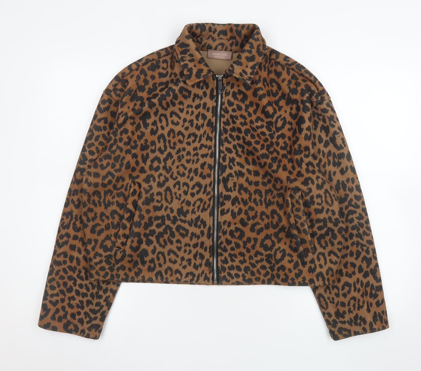 Saiph Lab Women's Brown Leopard Print Bomber Jacket L