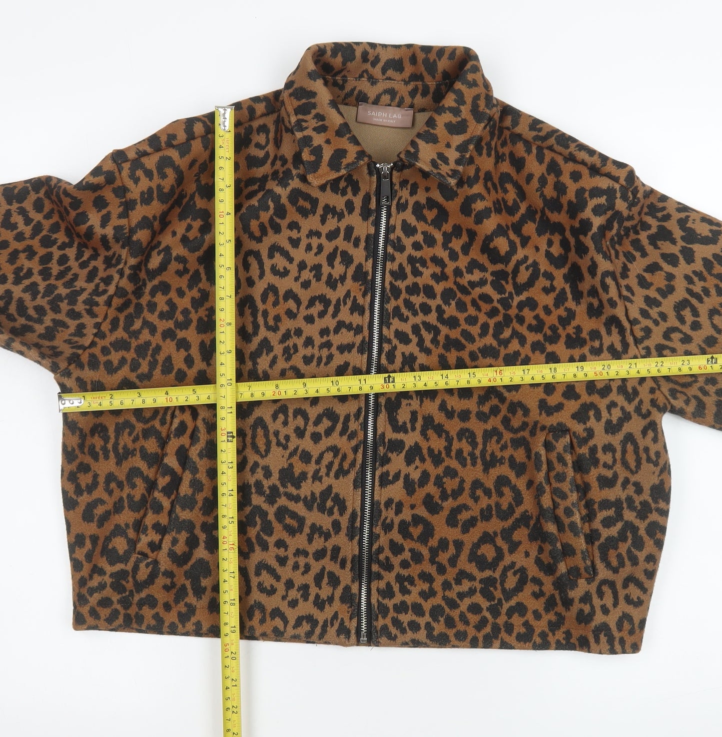 Saiph Lab Women's Brown Leopard Print Bomber Jacket L