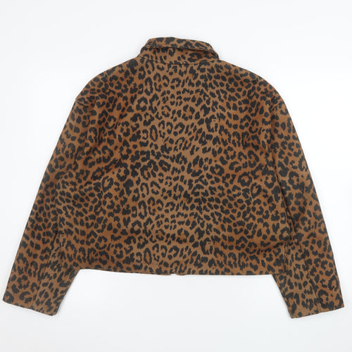 Saiph Lab Women's Brown Leopard Print Bomber Jacket L